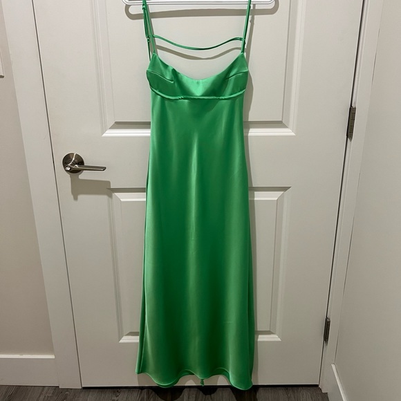 Zara Green Satin Effect Dress - Picture 2 of 3